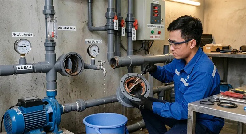 Dấu hiệu nhận biết van 1 chiều bị kẹt đĩa (lá van)