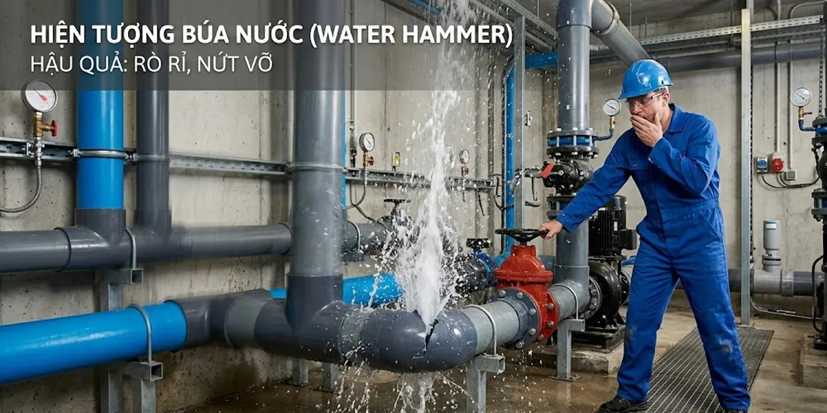 Hiện tượng búa nước trong đường ống nhựa và cách phòng tránh vỡ ống.