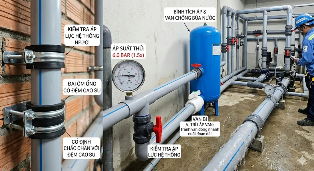 Một số lưu ý khi lắp đặt đường ống nhựa