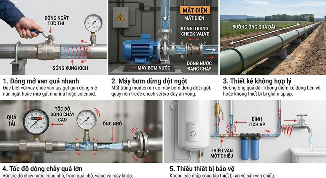 Nguyên nhân gây ra hiện tượng búa nước
