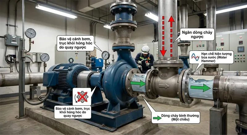 Tầm quan trọng của việc lắp van 1 chiều trong hệ thống bơm