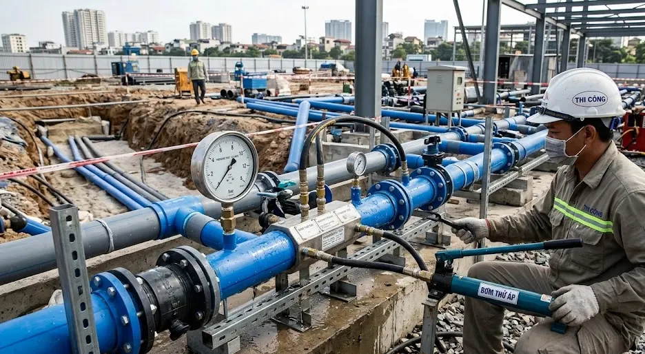 Test áp lực đường ống nhựa