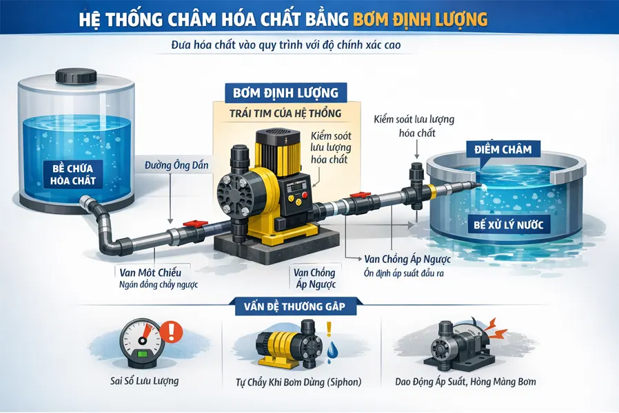 Tổng quan về hệ thống châm hóa chất bằng bơm định lượng
