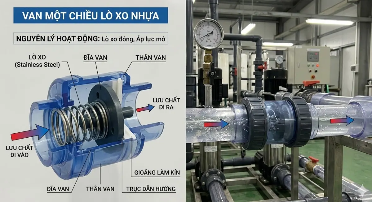 Van một chiều lò xo