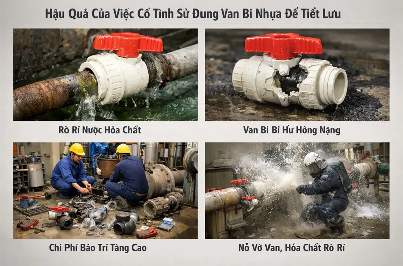Hậu Quả Của Việc Cố Tình Sử Dụng Van Bi Nhựa Để Tiết Lưu