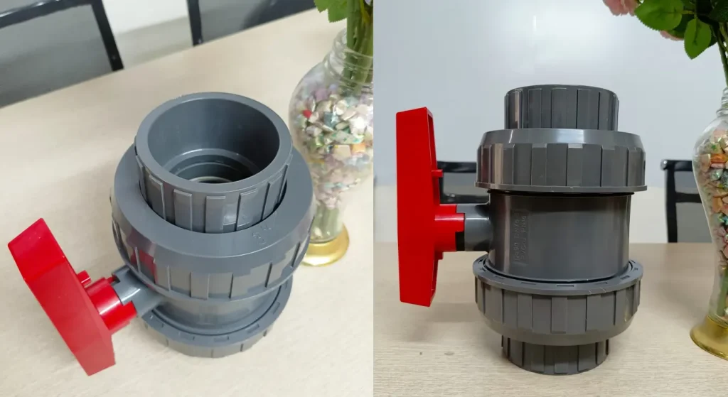 Hình ảnh van bi nhựa rắc co đôi