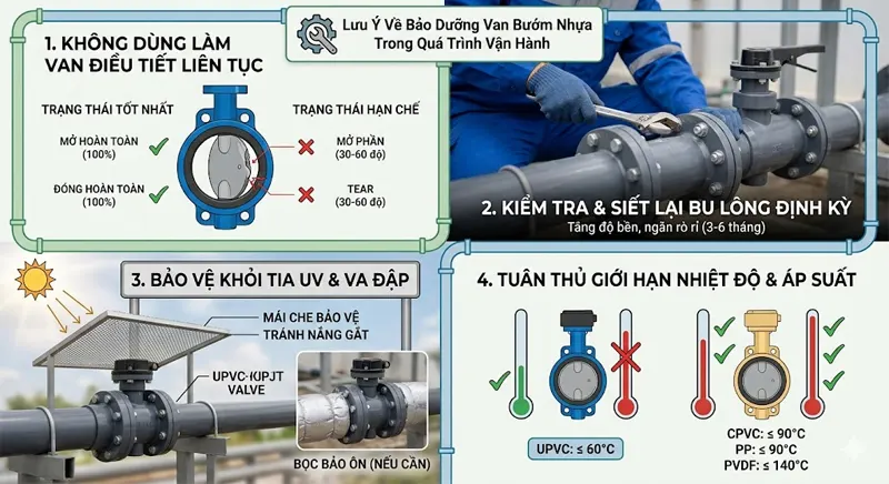 Lưu Ý Về Bảo Dưỡng Van Bướm Nhựa Trong Quá Trình Vận Hành