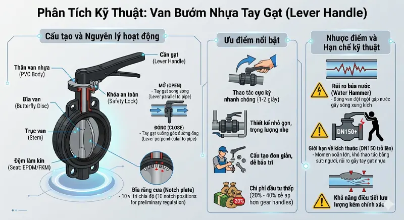 Phân Tích Kỹ Thuật Van Bướm Nhựa Tay Gạt (Lever Handle)
