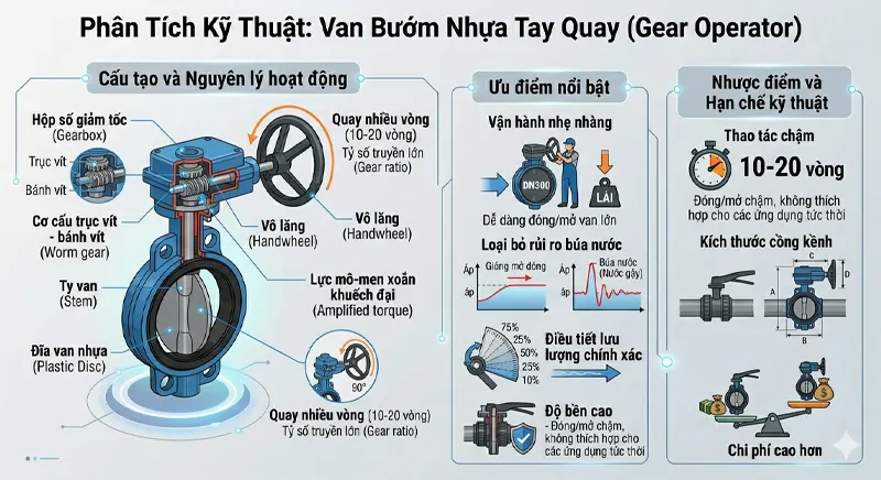 Phân Tích Kỹ Thuật Van Bướm Nhựa Tay Quay (Gear Operator)