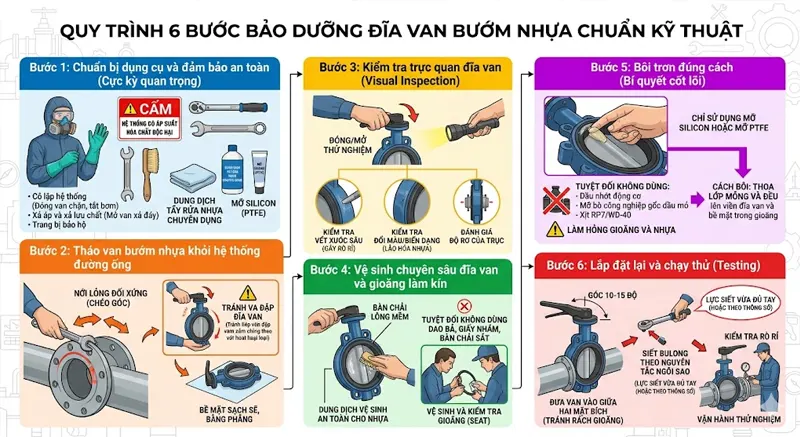Quy Trình 6 Bước Bảo Dưỡng Đĩa Van Bướm Nhựa Chuẩn Kỹ Thuật