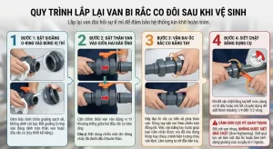 Quy trình lắp lại van bi rắc co đôi sau khi vệ sinh