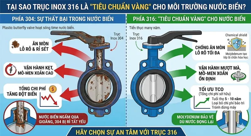Tại sao Trục Inox 316 là Tiêu chuẩn vàng cho môi trường nước biển