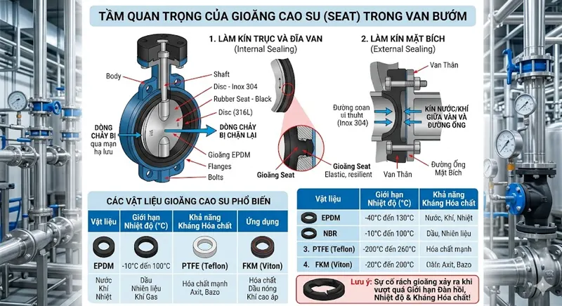 Tầm quan trọng của gioăng cao su (Seat) trong cấu tạo van bướm