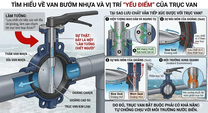 Tìm hiểu về Van Bướm Nhựa và vị trí yếu điểm của Trục Van