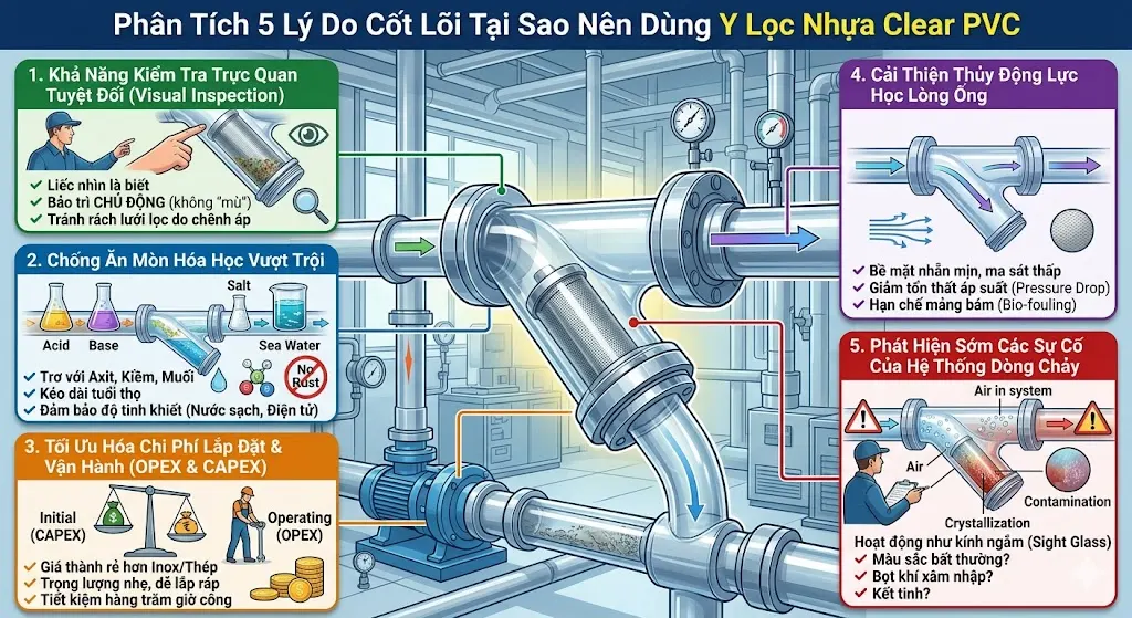 Phân Tích 5 Lý Do Cốt Lõi Tại Sao Nên Dùng Y Lọc Nhựa Clear PVC