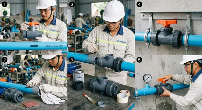 Hướng dẫn lắp đặt van cầu nhựa đúng kỹ thuật và chuẩn xác
