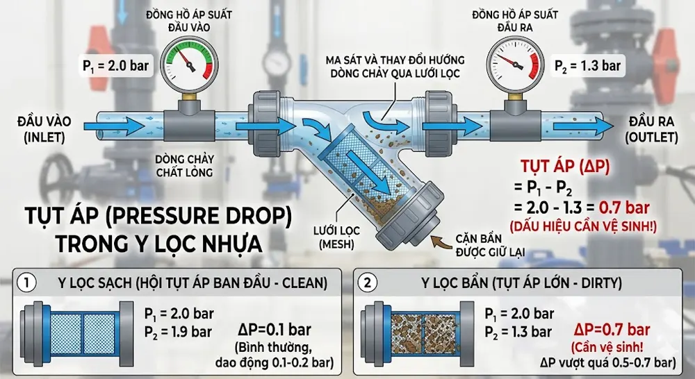 Tụt Áp (Pressure Drop) Qua Y Lọc Nhựa