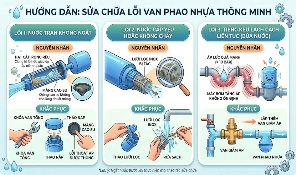 Các Lỗi Thường Gặp Về Van Phao Nhựa Thông Minh Và Cách Khắc Phục