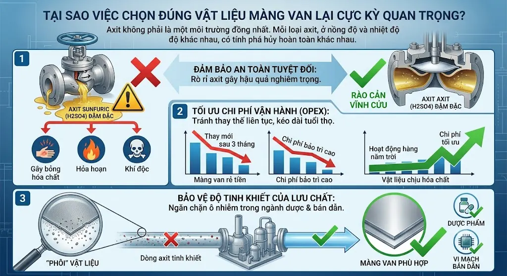 Chọn Đúng Vật Liệu Màng Van Lại Cực Kỳ Quan Trọng