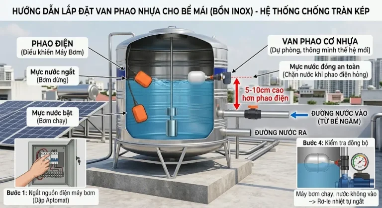 Hướng Dẫn Cách Lắp Đặt Van Phao Nhựa Cho Bể Mái