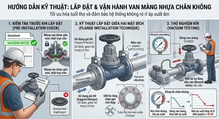 Hướng Dẫn Kỹ Thuật Lắp Đặt Và Vận Hành Van Màng Nhựa Trong Hệ Thống Chân Không