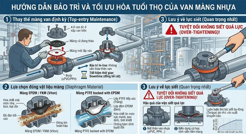 Hướng dẫn bảo trì và tối ưu hóa tuổi thọ của Van Màng Nhựa