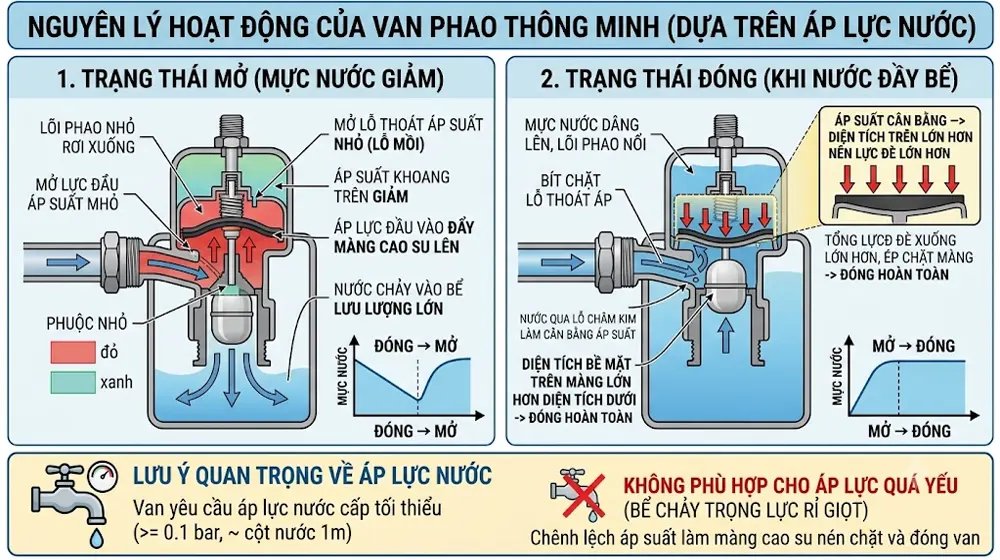 Nguyên Lý Tự Động Ngắt Nước Của Van Phao Thông Minh