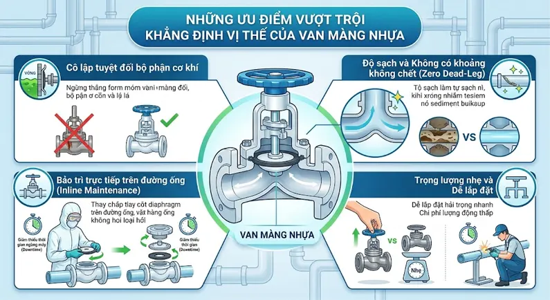 Những Ưu Điểm Vượt Trội Khẳng Định Vị Thế Của Van Màng Nhựa