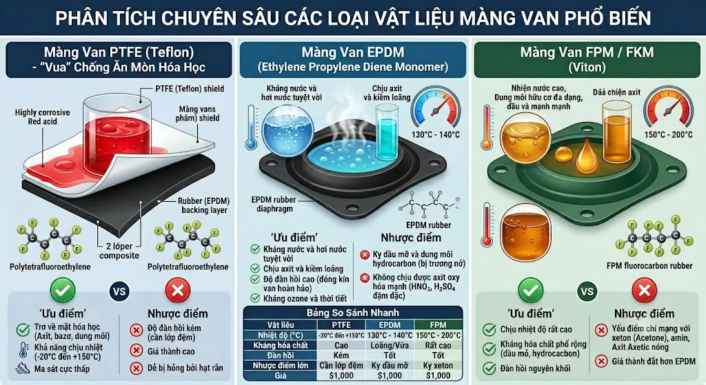 Phân Tích Chuyên Sâu Các Loại Vật Liệu Màng Van Phổ Biến