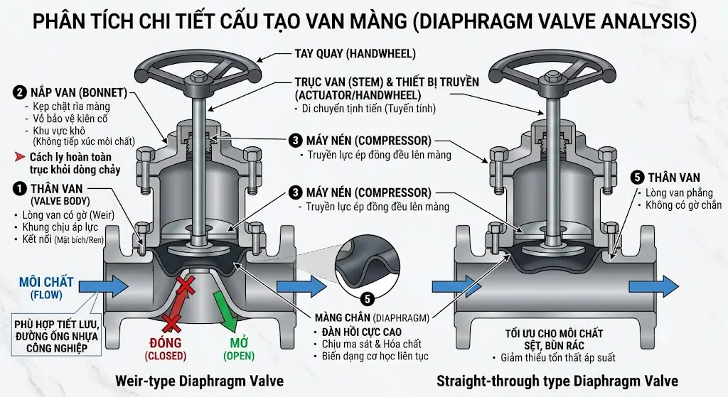 Phân tích chi tiết cấu tạo van màng