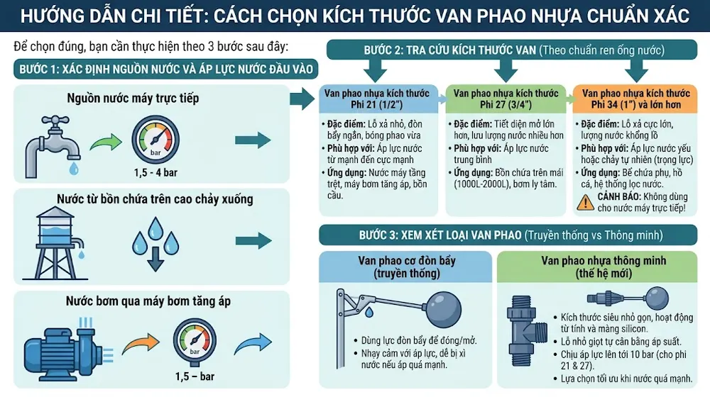 Cách chọn kích thước van phao nhựa chuẩn xác