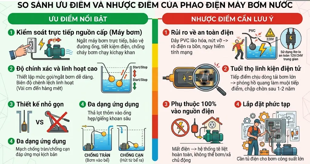 Ưu điểm và nhược điển của van phao điện
