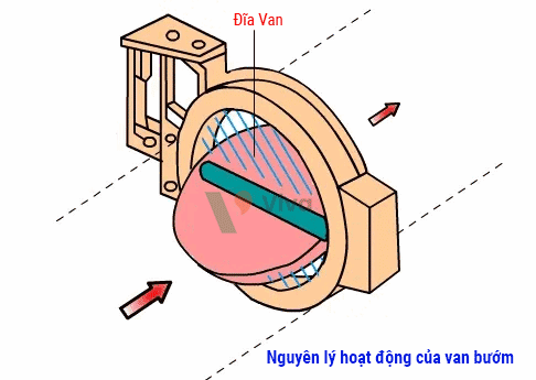 Hoạt động của van bướm