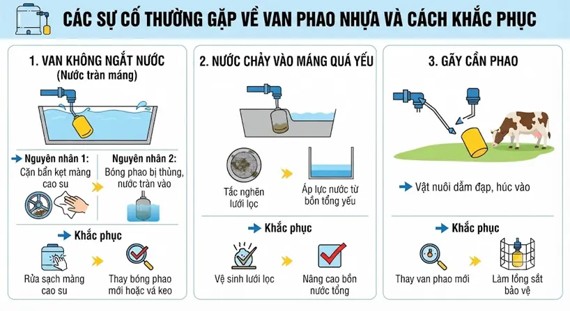 Các Sự Cố Thường Gặp Về Van Phao Nhựa Và Cách Khắc Phục