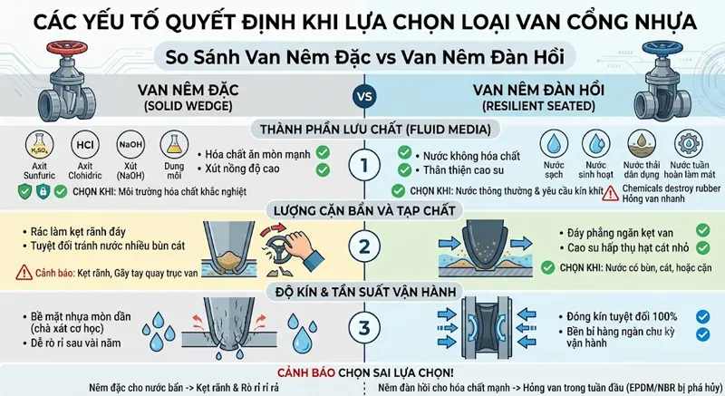 Các Yếu Tố Quyết Định Khi Lựa Chọn Loại Van Cổng Nhựa