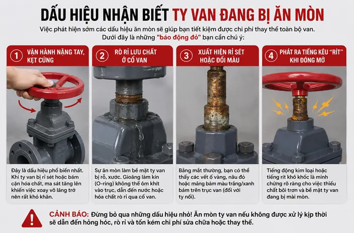 Dấu Hiệu Nhận Biết Ty Van Đang Bị Ăn Mòn