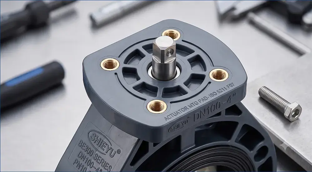 Đế lắp actuator trực tiếp van bướm BE300 tiêu chuẩn ISO 5211
