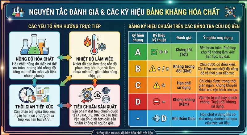 Nguyên Tắc Đánh Giá & Các Ký Hiệu Bảng Kháng Hóa Chất