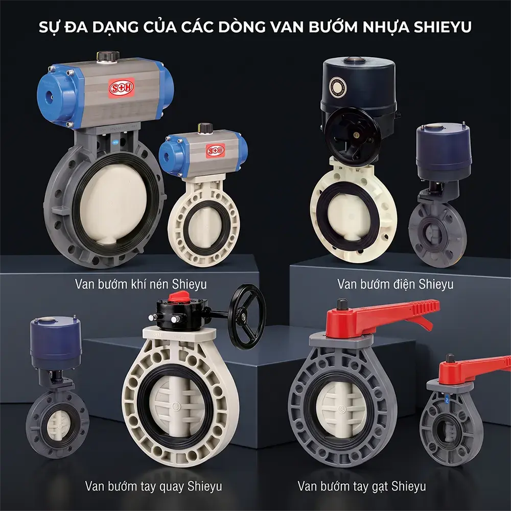 Van bướm nhựa Shieyu Đài Loan - đủ loại tay gạt, tay quay, khí nén, điện
