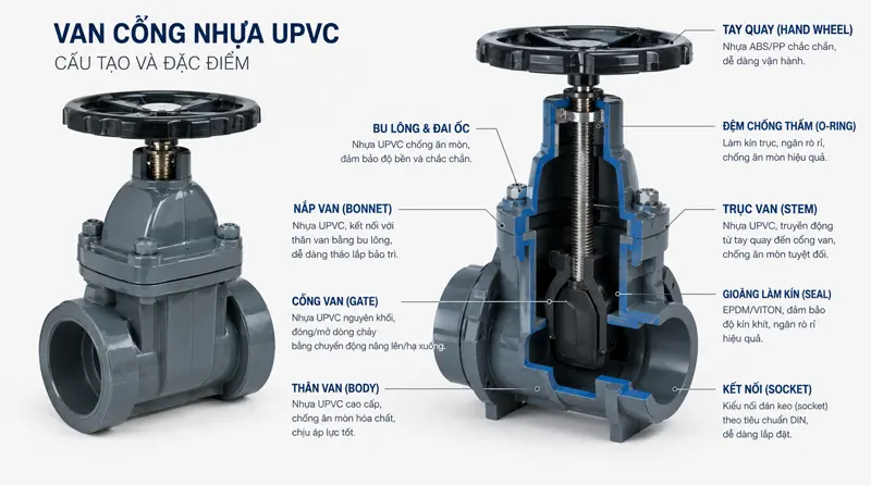 Van cổng nhựa nêm đặc