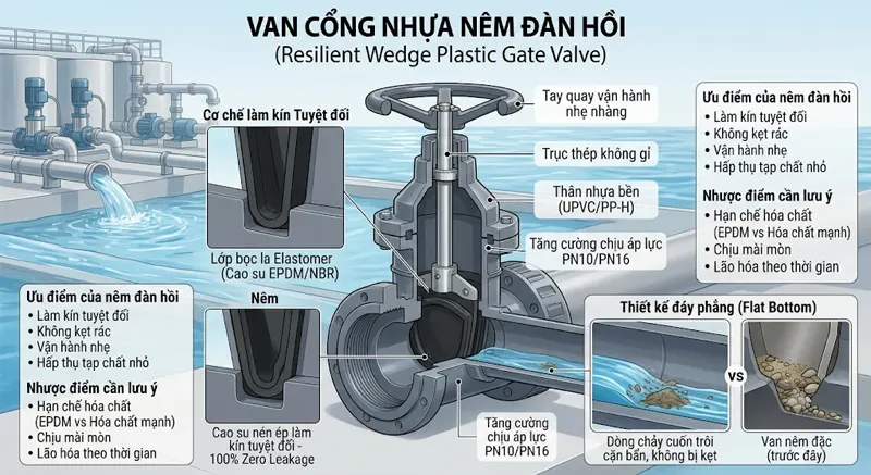 Van cổng nhựa nêm đàn hồi