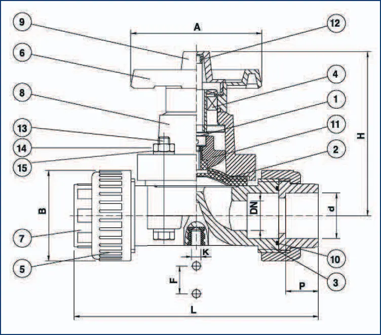 bản vẽ kỹ thuật và cấu tạo van DF100