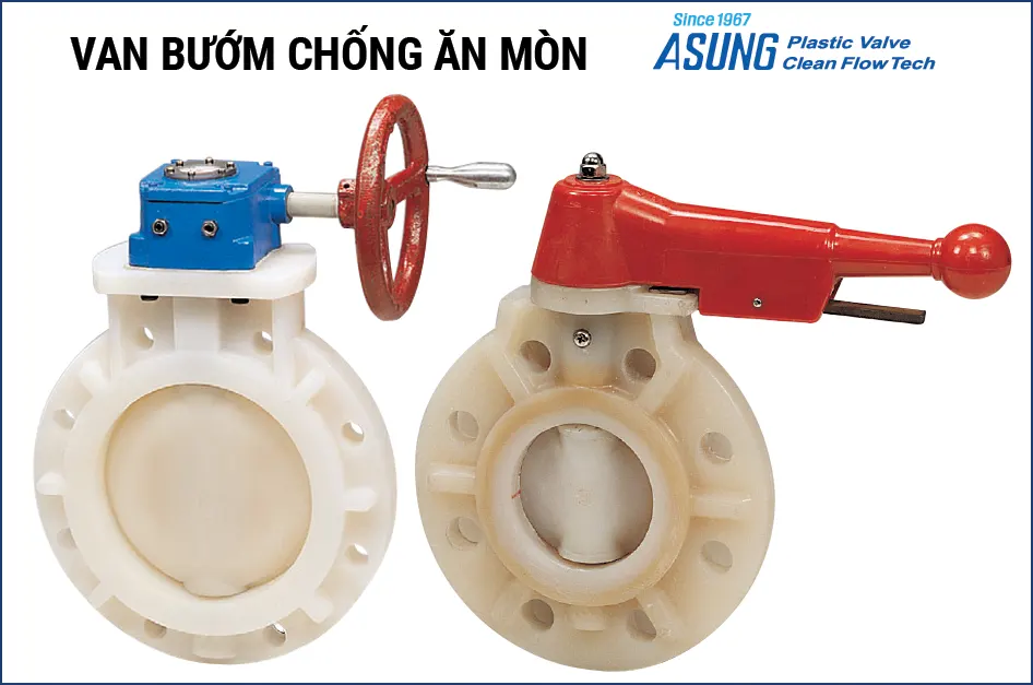 Loại van bướm nhựa chống ăn mòn của Asung