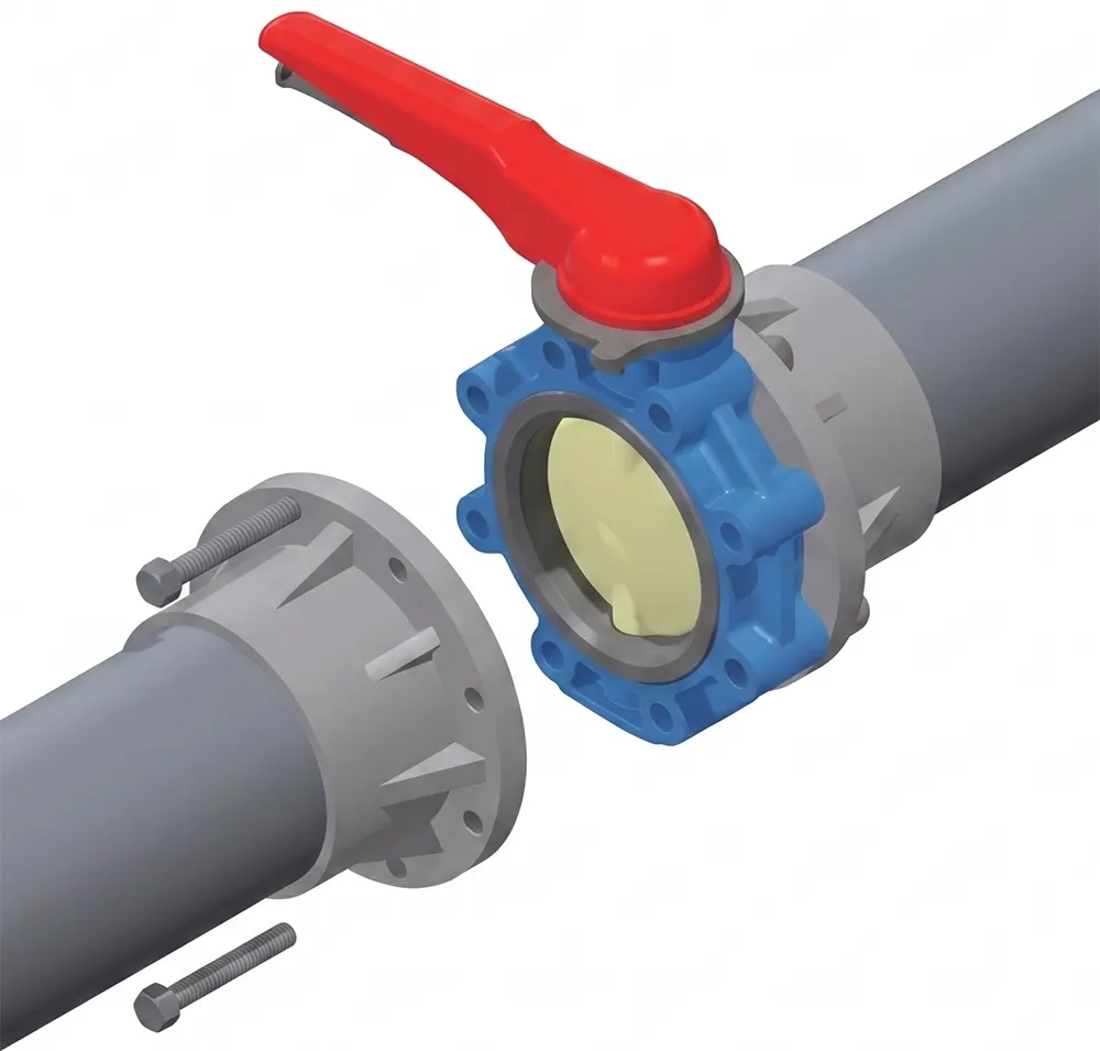 van bướm lug có thể tháo rời đường ống 1 bên