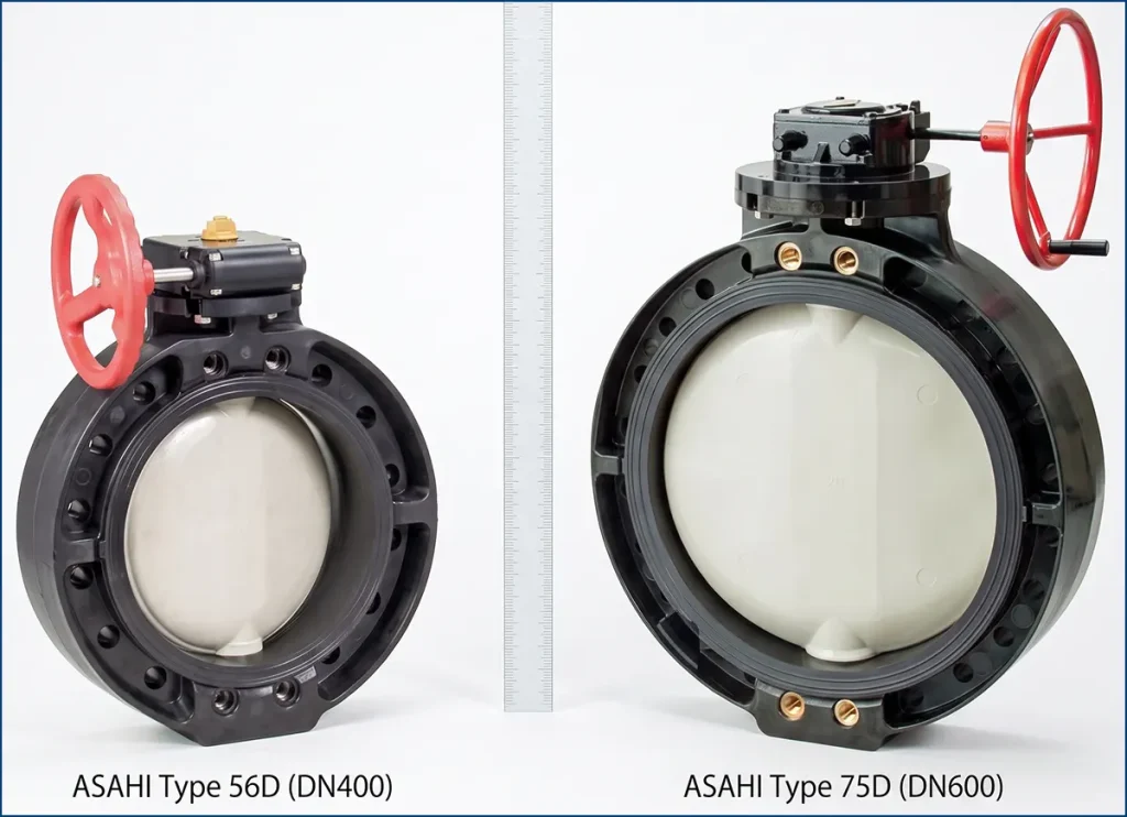 Van bướm nhựa Asahi Type 56D và 75D cỡ lớn, biến thể D của dòng Type 56 75