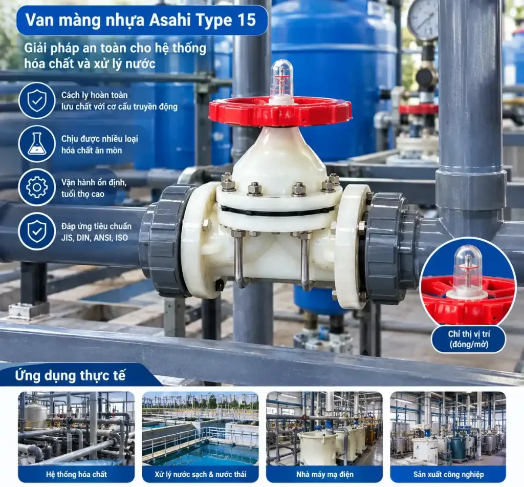 Ứng dụng thực tế của van màng nhựa Asahi Type 15