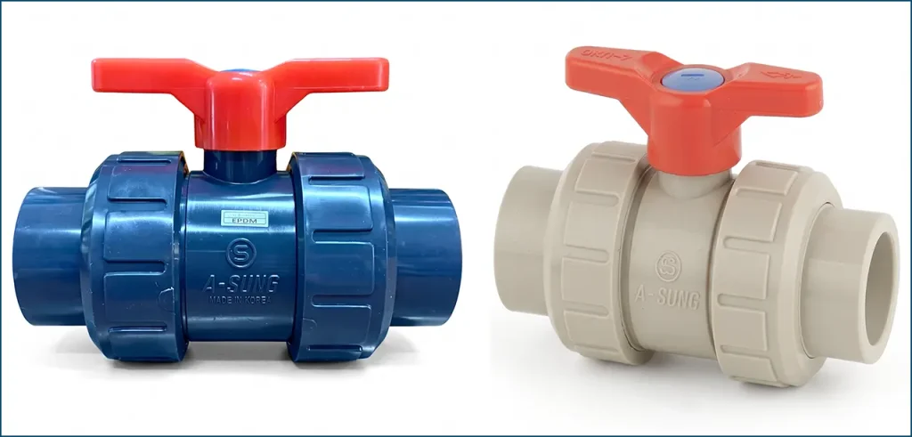 hai van bi rắc co nhựa Asung PVC và CPVC